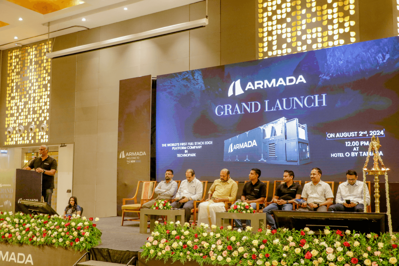 Head of India R&D, Armada, Shri Sarath Chandran, speaking at the Armada India office launch.