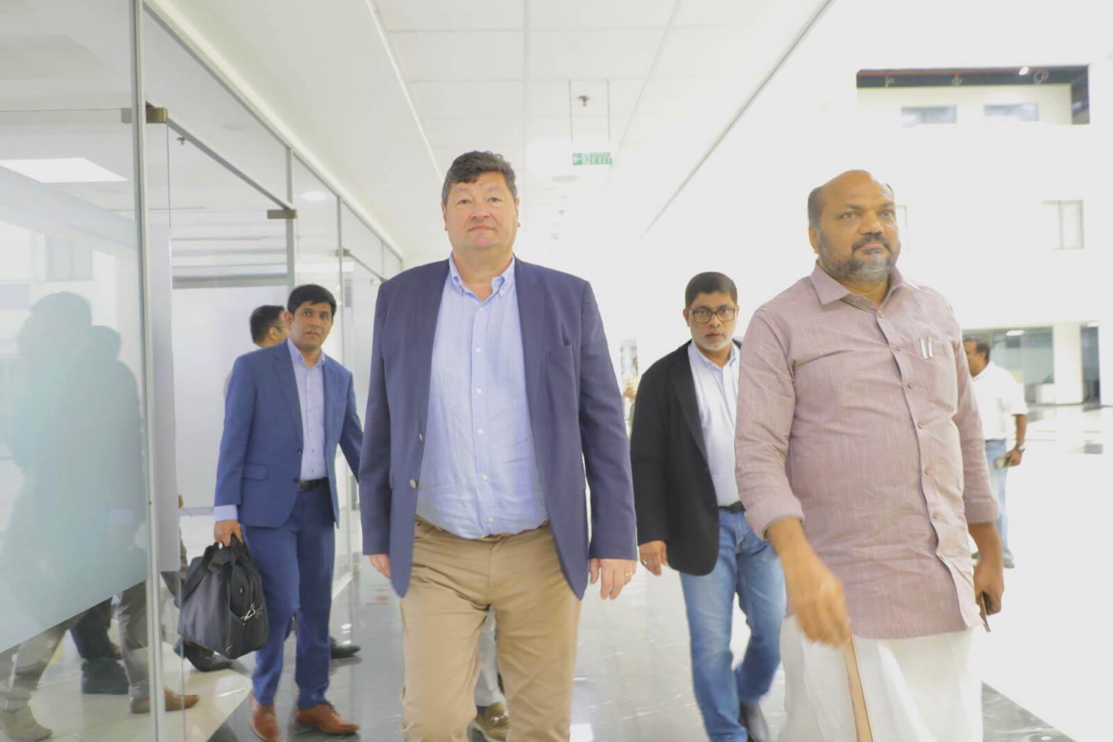 CEO Trasna Technologies Solutions arriving at the event with Shri. P Rajeev, Hon Minister for Industries, Law, and Coir, Govt of Kerala.