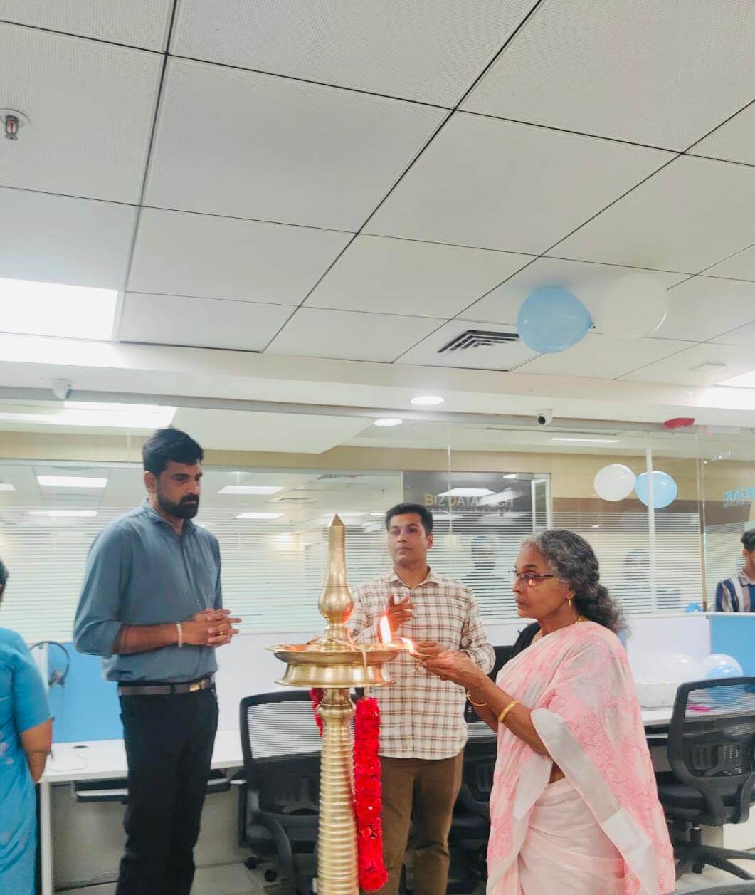 Lighting of the ceremonial lamp at the launch.